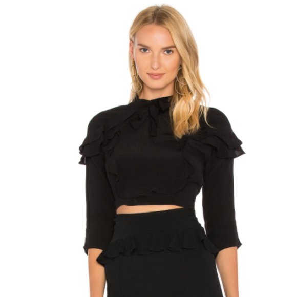 For Love And Lemons Tops - For Love and Lemons Poppy Crop Top Black sz M